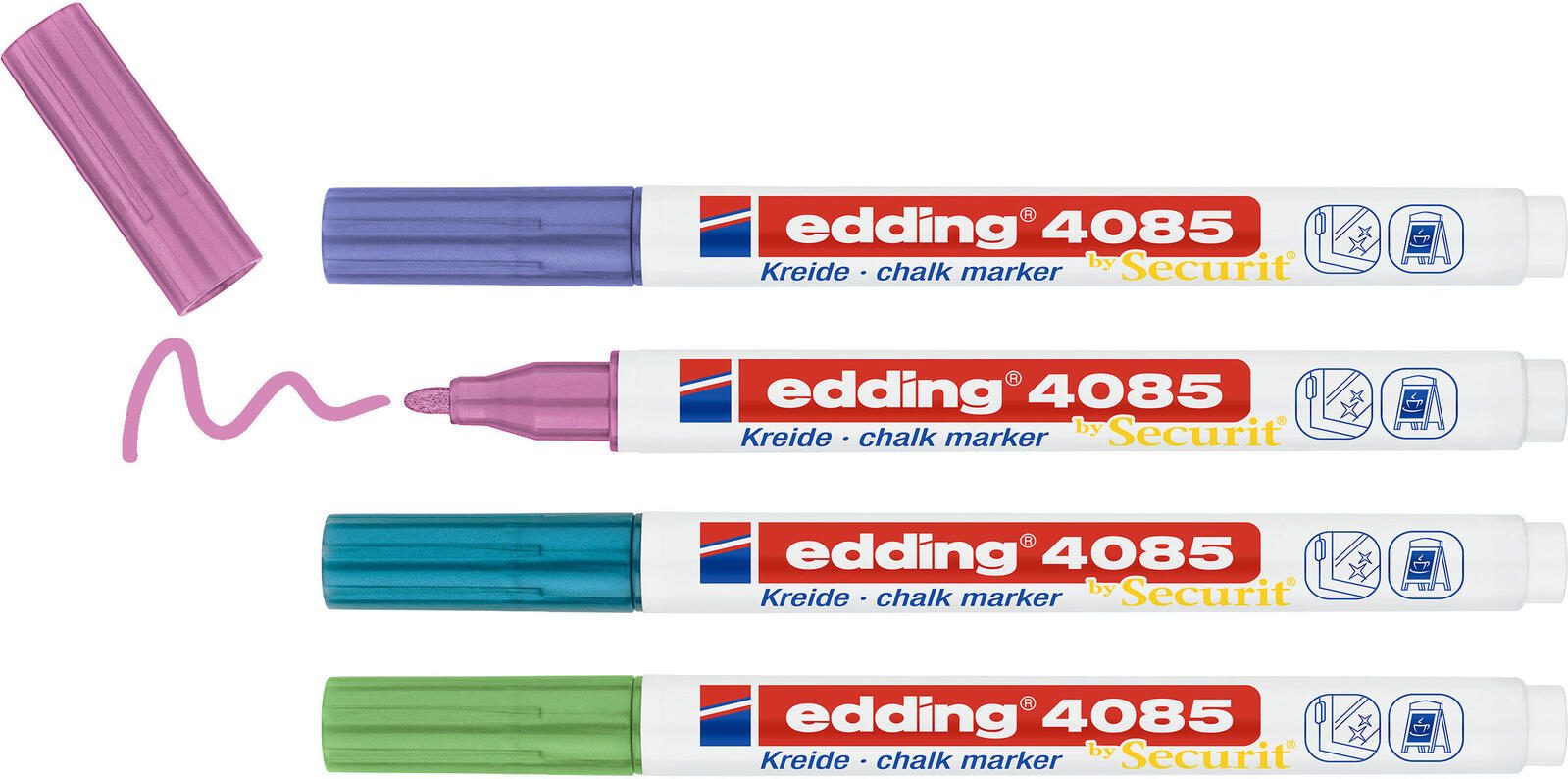 EDDING 4085/4W - Kreidemarker 1-2 mm metallic 4er Pack