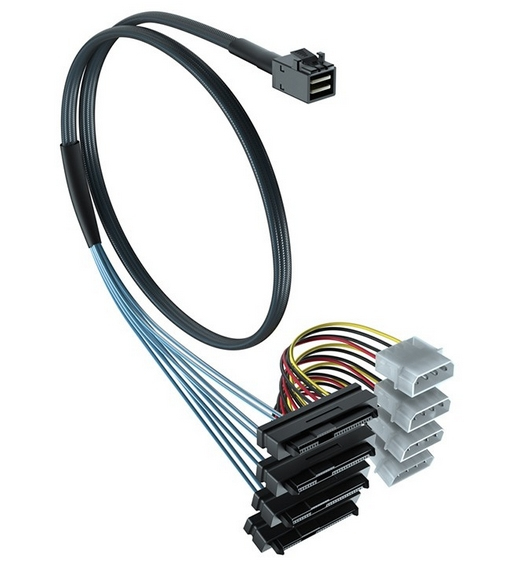 Overland-Tandberg 0.5M internal SAS cable - mini-SAS (SFF-8643) to 4x29 Pin (SFF-8482) with SAS 15 Pin Power Port