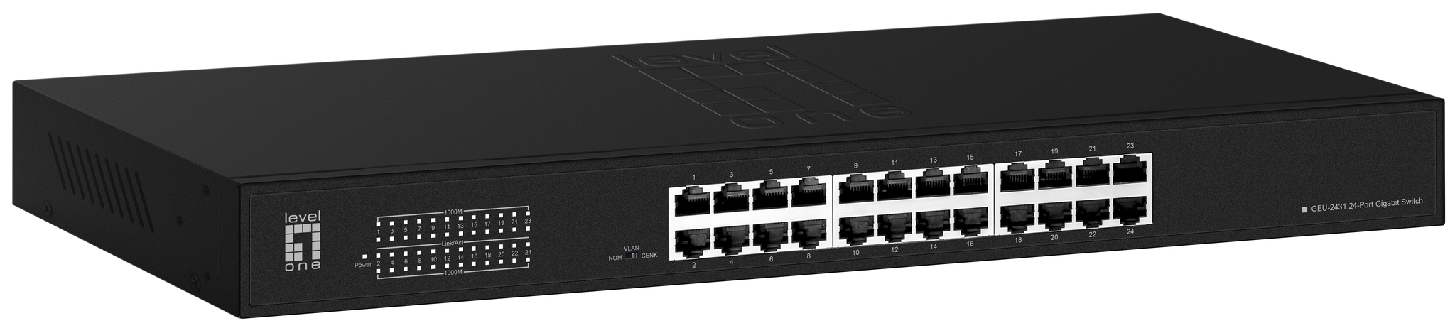 LevelOne Switch 24x GE GEU-2431 19 Rack Mount Kit Non gestito Gigabit Ethernet (10/100/1000) 1U Nero