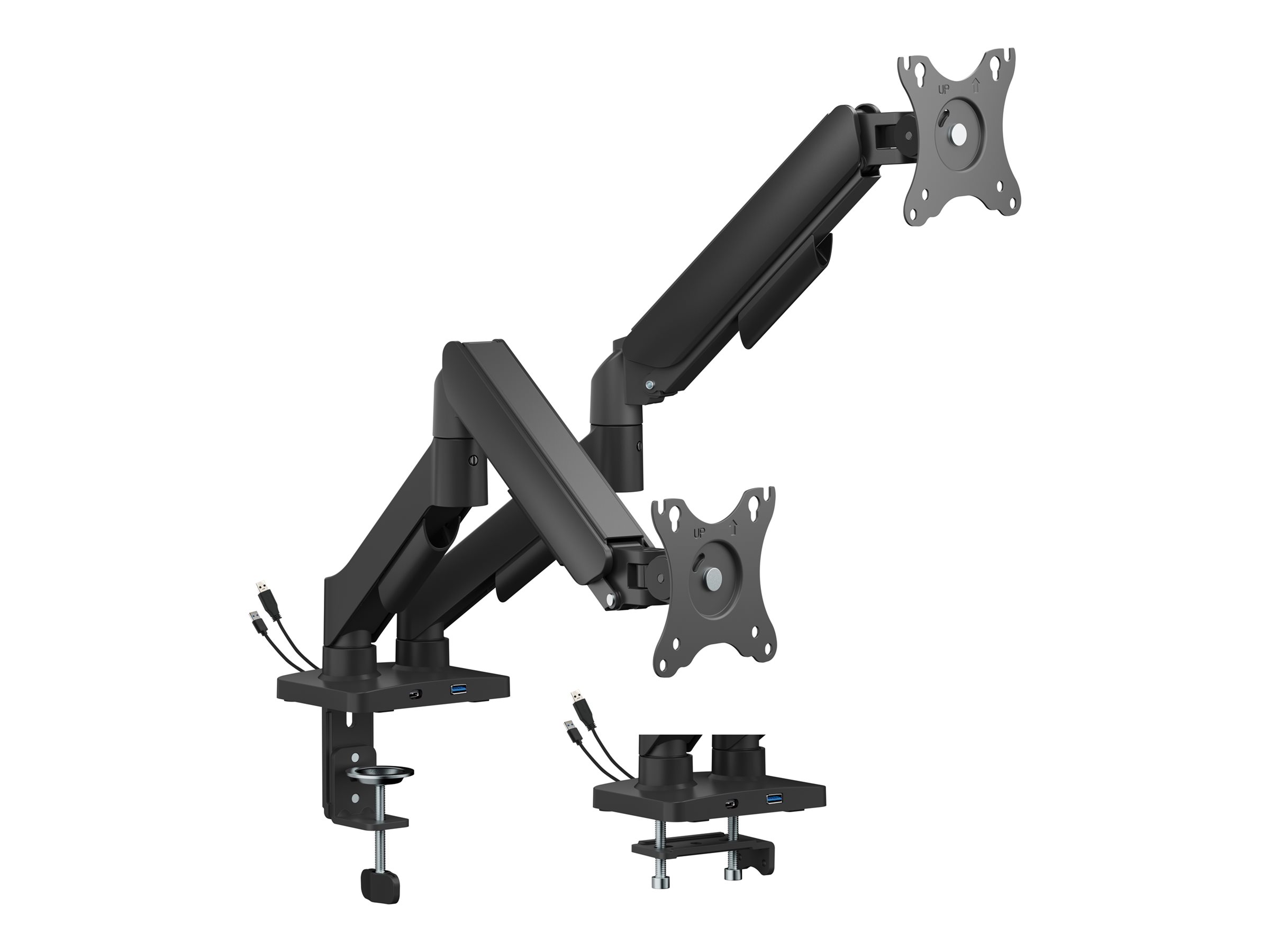 Gembird Befestigungskit (Tisch-Montagearm) - einstellbarer Arm - f�r 2 Flachbildschirme - USB ports - Stahl, Kunststoff - Fine Texture Black - Bildschirmgr��e: 43.2-81.3 cm (17-32)