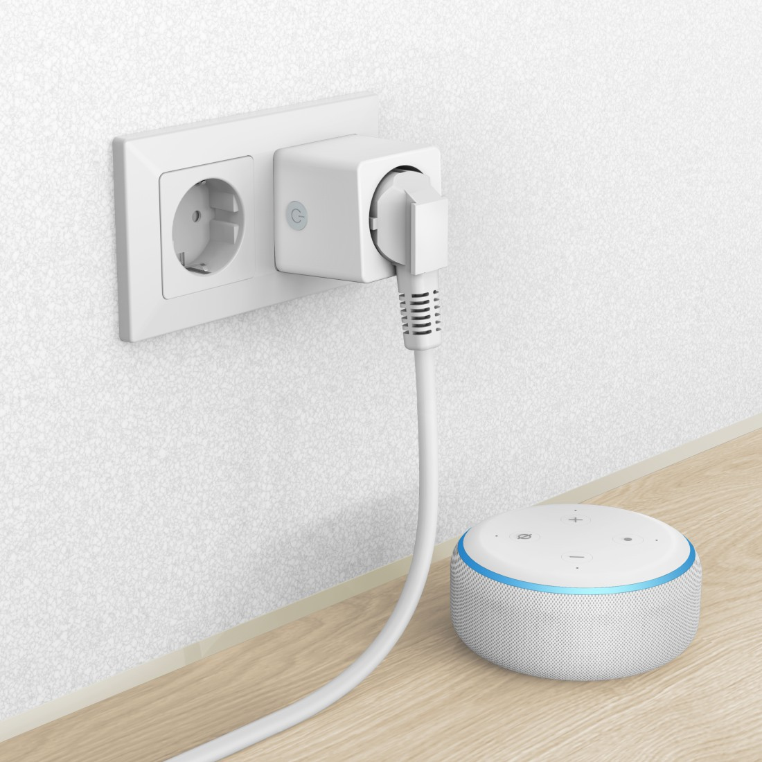 Hama | Enchufe Inteligente WLAN (3680 W, Compatible con Alexa y con Google Home, Sin puerta de enlace), Color Blanco