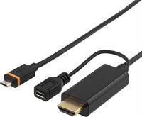 Deltaco SLIM-1002-K - 1 m - HDMI + USB - Mikro-USB Typ-B - Mnnlich/Weiblich - Mnnlich - Gerade