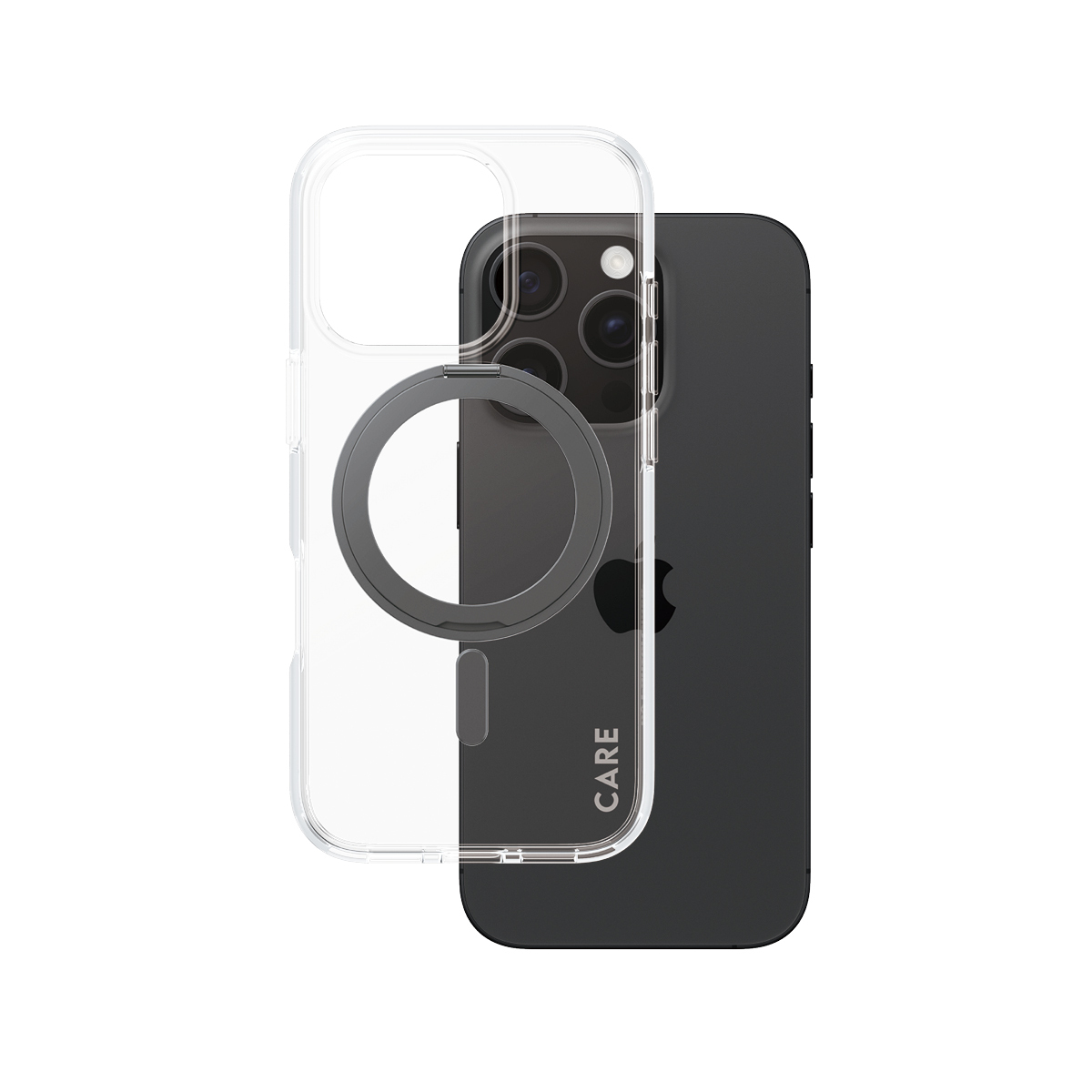 PanzerGlass CARE by � Case Transparent w. Black Kickstand & MagSafe iPhone 16 Pro coque de protection pour t�l�phones portables Housse Noir