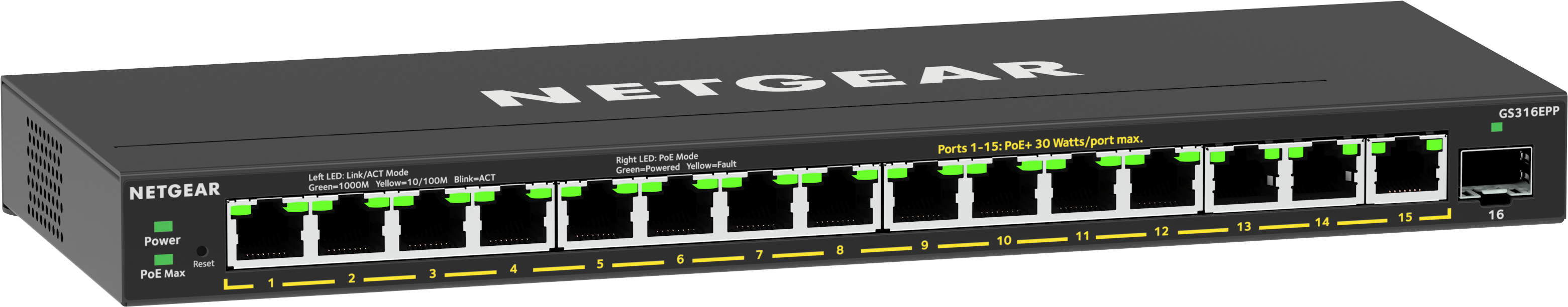 Netgear Plus GS316EPP - Switch - managed - 15 x 10/100/1000 (PoE+)