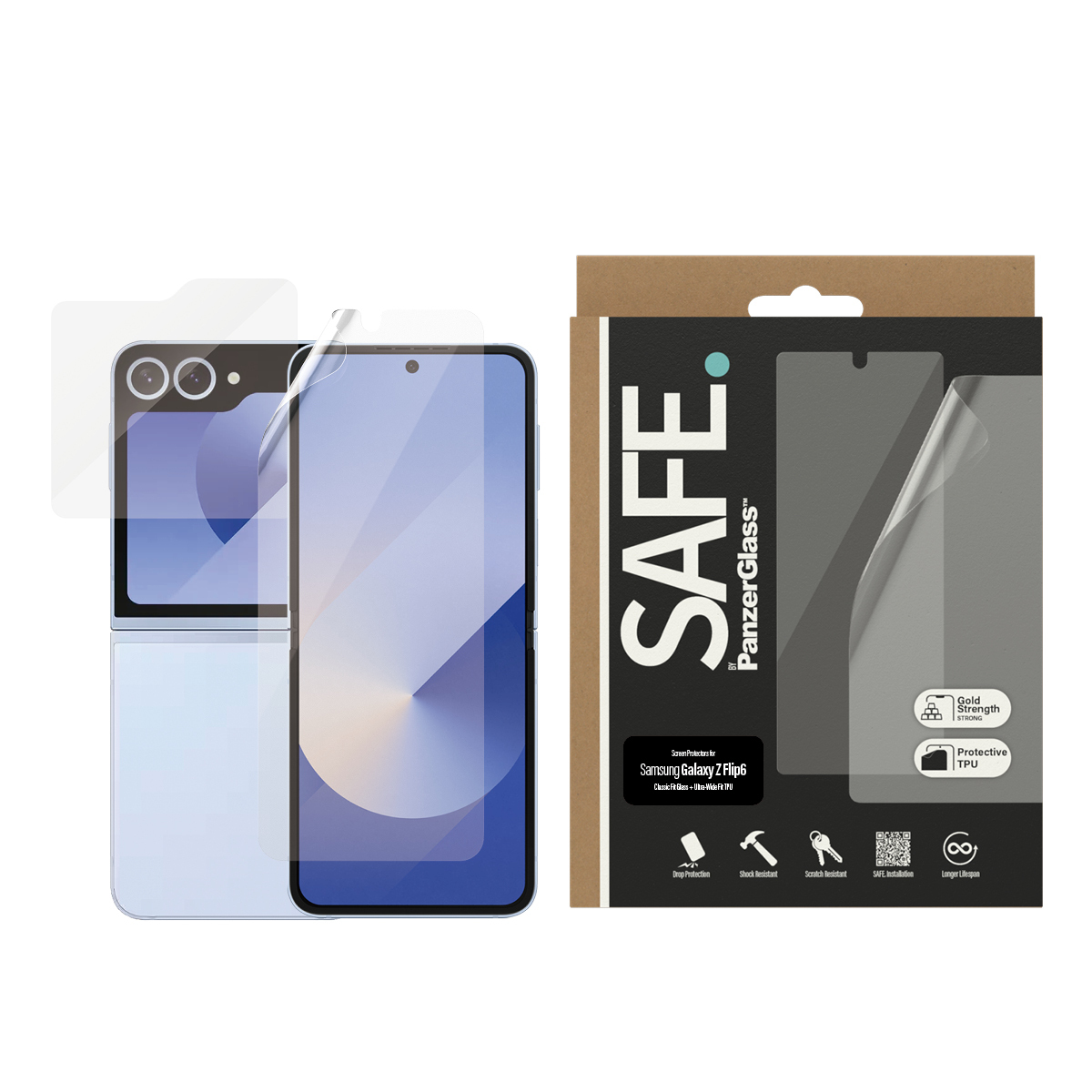 PanzerGlass SAFE. by � Screen Protector Samsung Galaxy Z Flip6 | Glass & Film Pellicola proteggischermo trasparente 1 pz