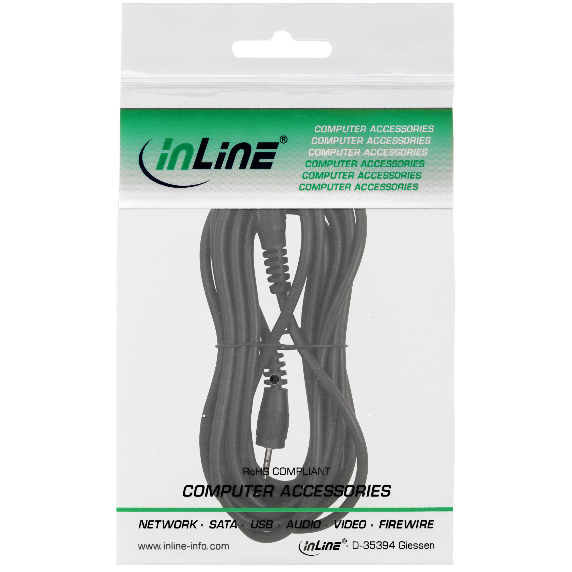 InLine 99936F c�ble audio 2 m 2,5 mm Noir