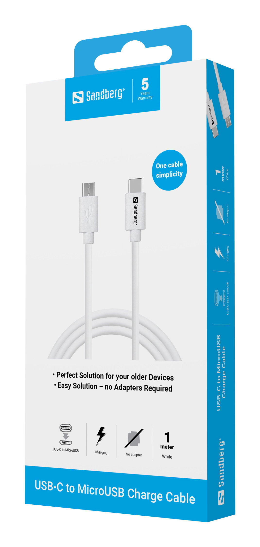 Sandberg 136-74 cavo USB 1 m USB C Micro-USB B Bianco