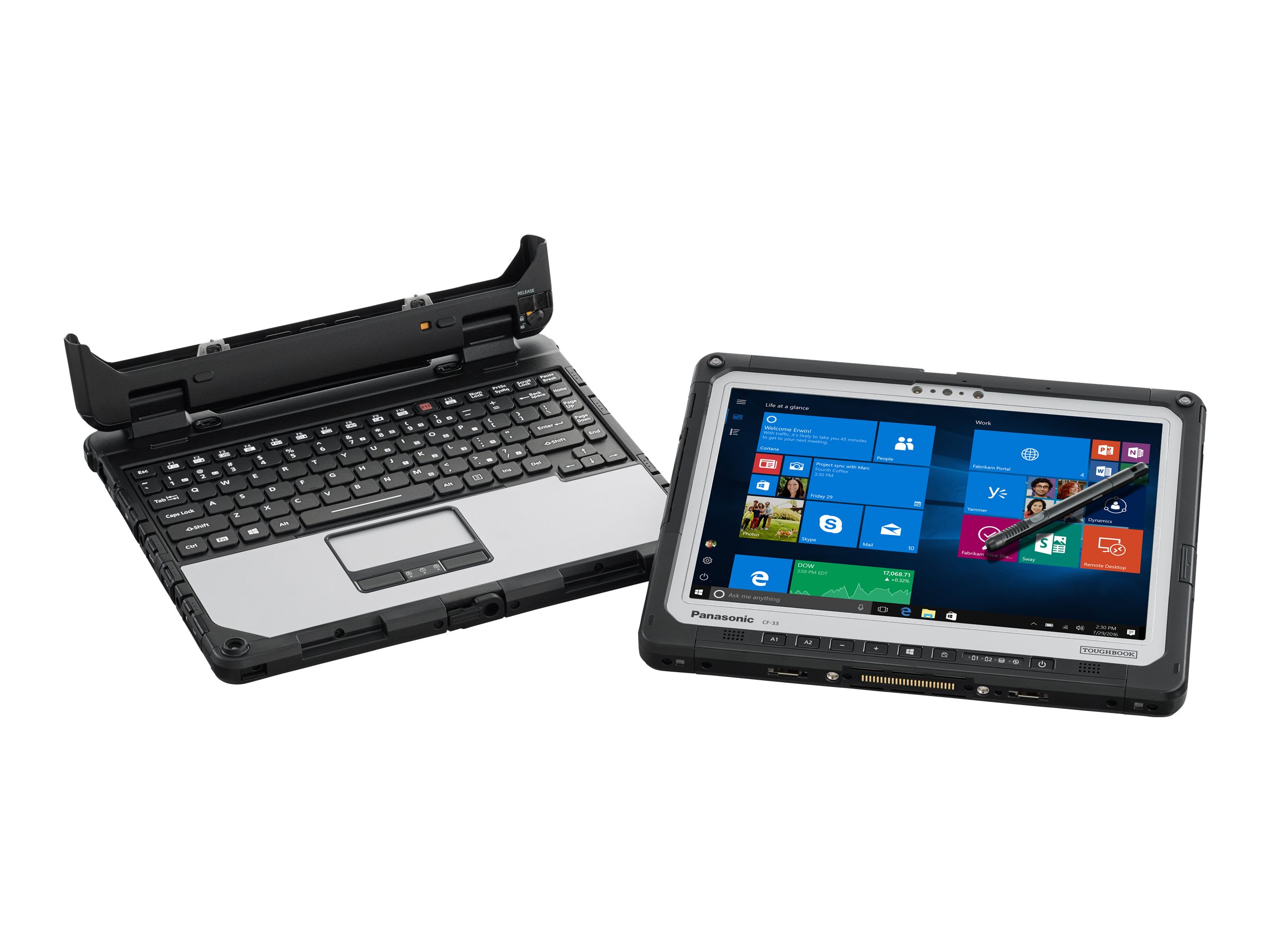 Panasonic Toughbook CF-33 - Robust - Tablet - mit Tastatur-Dock - Intel Core i5 10310U / 1.7 GHz - vPro - Win 10 Pro 64-Bit - UHD Graphics - 16 GB RAM - 512 GB SSD NVMe - 30.5 cm (12)