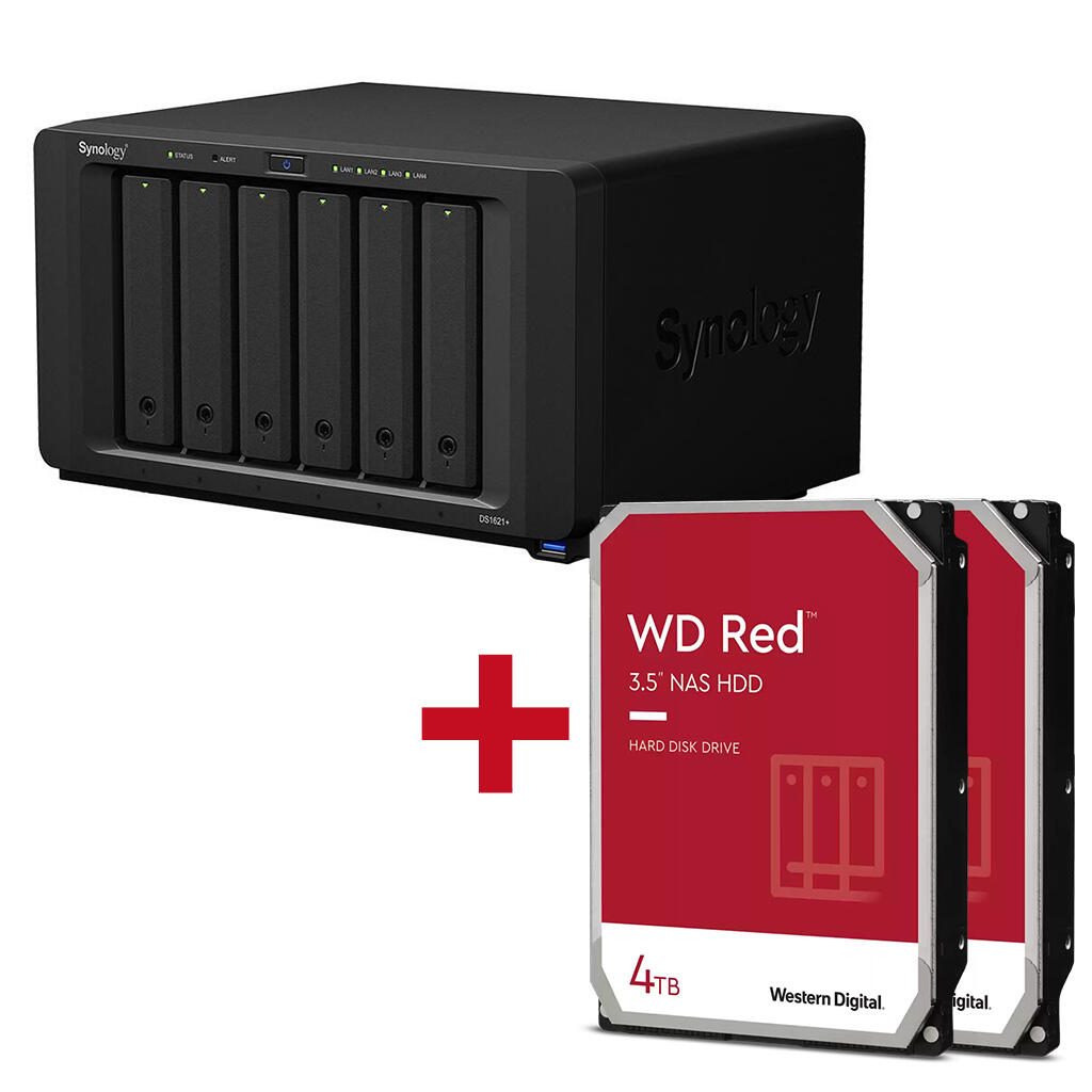 Synology DiskStation DS1621+ 6 Einschbe NAS-Server Leergehuse+ 2x WD Red SATA 3.5 HDD