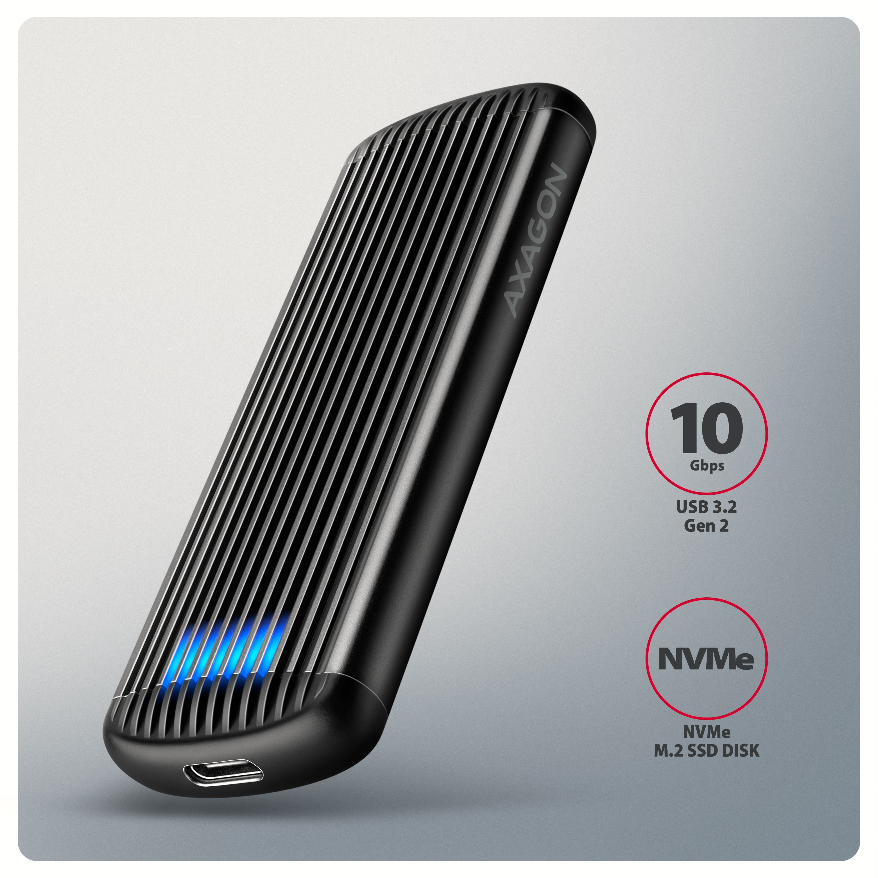 Axagon Box esterno SSD Grigio, Nero M.2