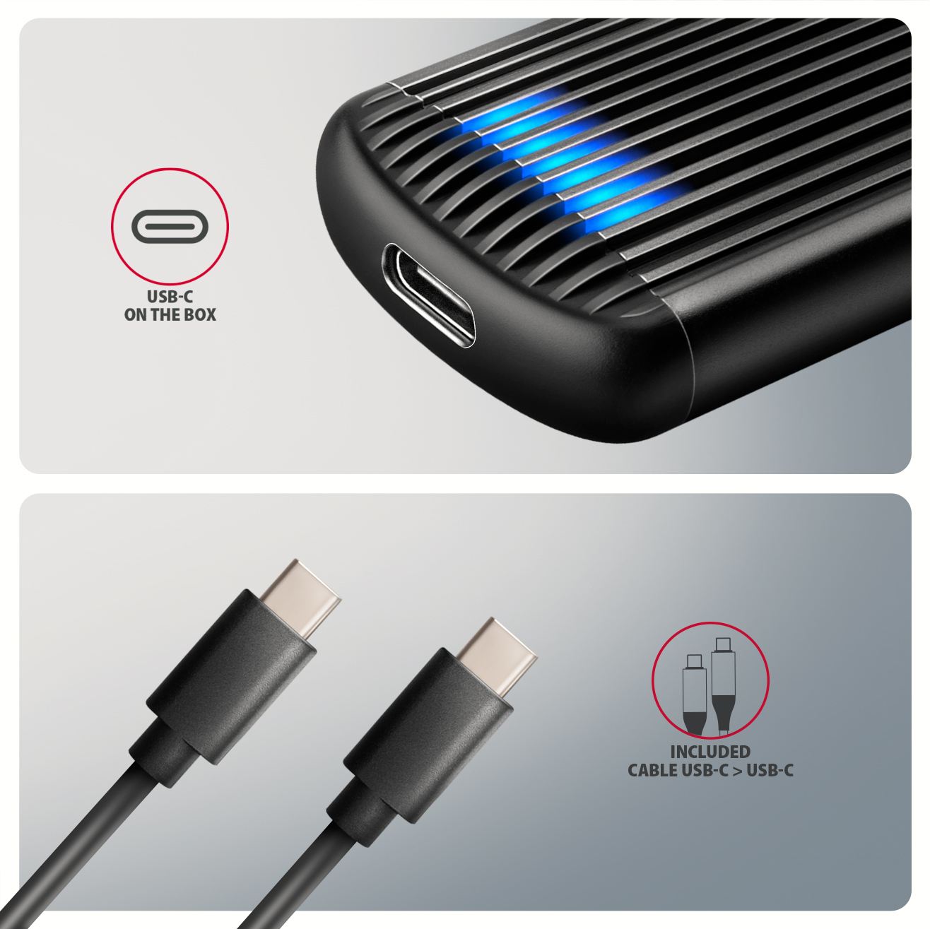 Axagon Box esterno SSD Grigio, Nero M.2