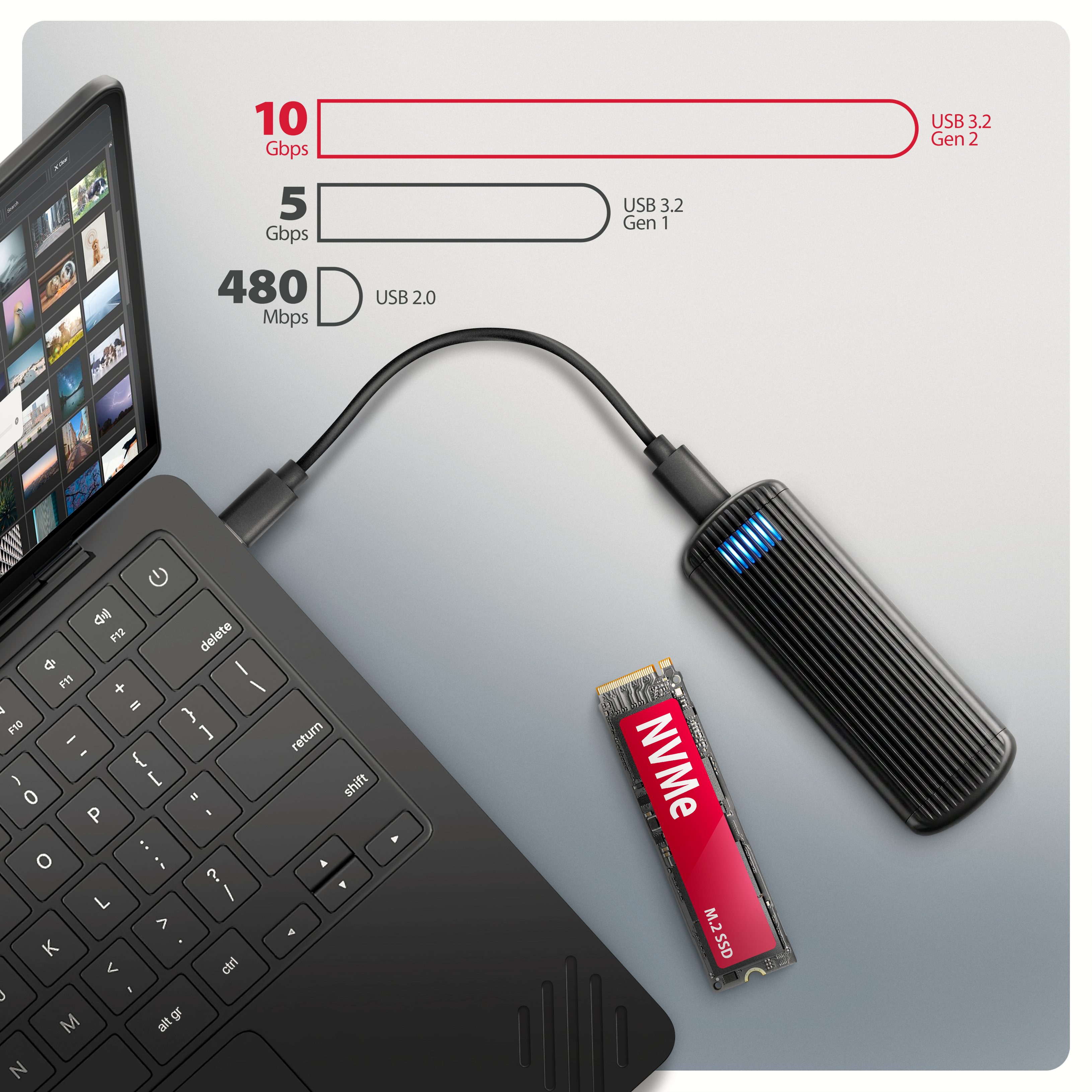 Axagon Box esterno SSD Grigio, Nero M.2