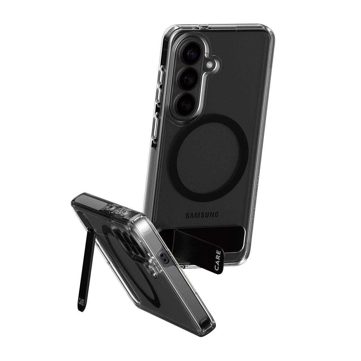 PanzerGlass CARE by � Urban Explorer Case Transparent w. Black Kickstand & Qi Samsung Galaxy S26 funda para tel�fono m�vil Transparente