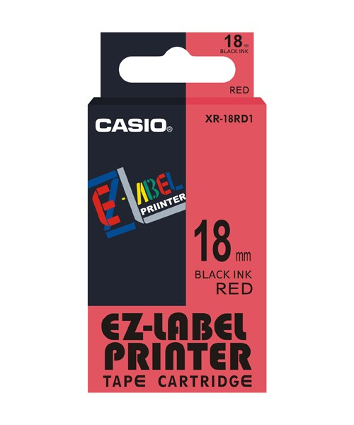 Casio XR-18RD1 cinta para impresora de etiquetas Negro sobre rojo