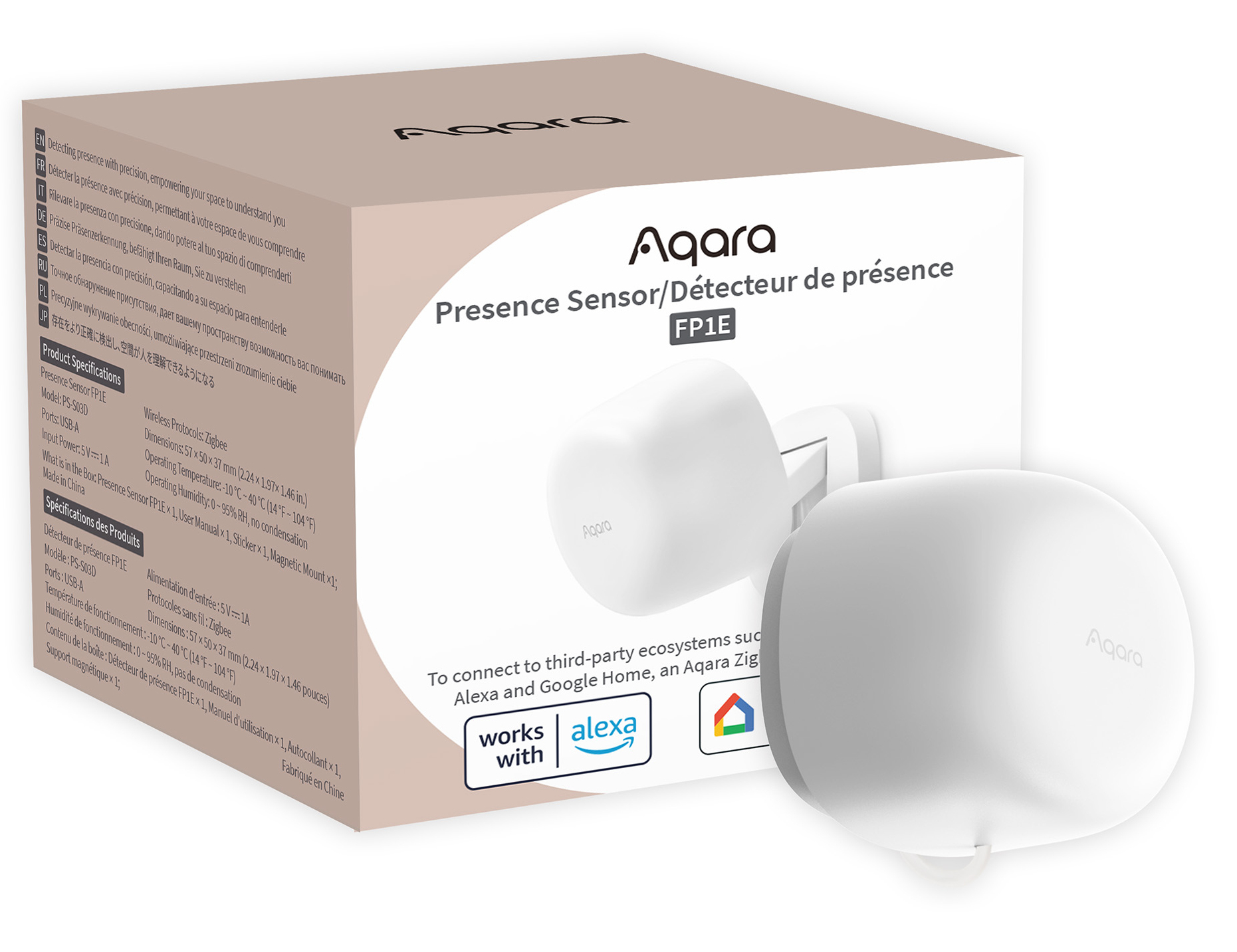Aqara PS-S03D detector de movimiento Sensor infrarrojo pasivo (PIR) Inal�mbrico Techo/pared Blanco