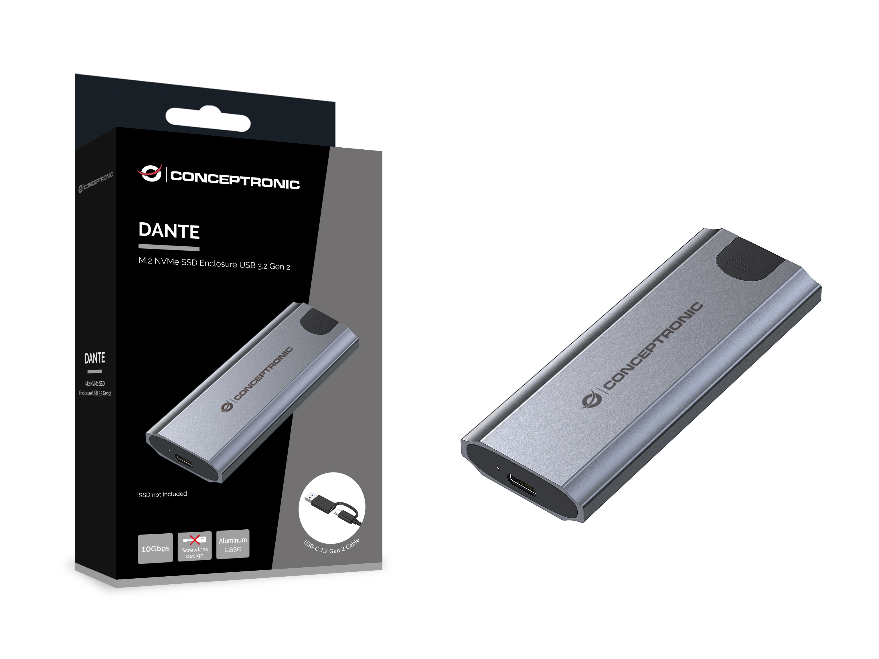 Conceptronic DANTE05G contenitore di unit� di archiviazione Box esterno SSD Grigio M.2