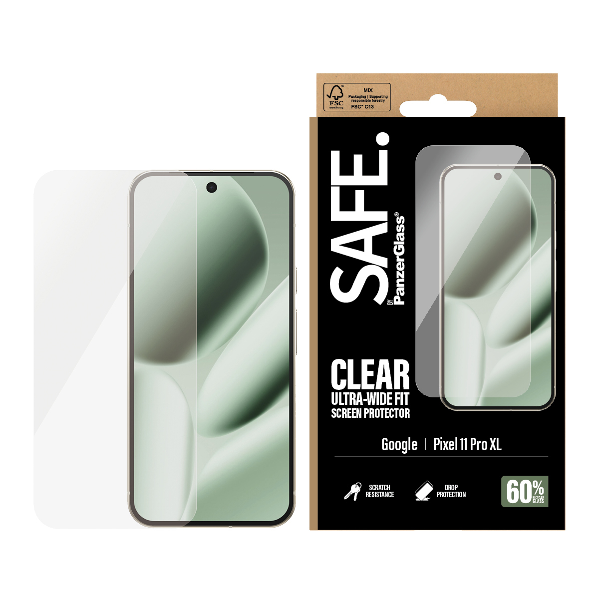 PanzerGlass SAFE. by � Screen Protector Google Pixel 11 Pro XL | Ultra-Wide Fit Pellicola proteggischermo trasparente 1 pz
