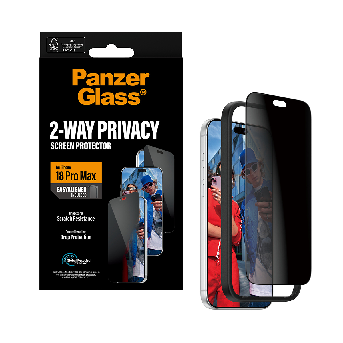 PanzerGlass � 2-Way Privacy Screen Protector iPhone 18 Pro Max | Ultra-Wide Fit w. EasyAligner Pellicola proteggischermo trasparente 1 pz