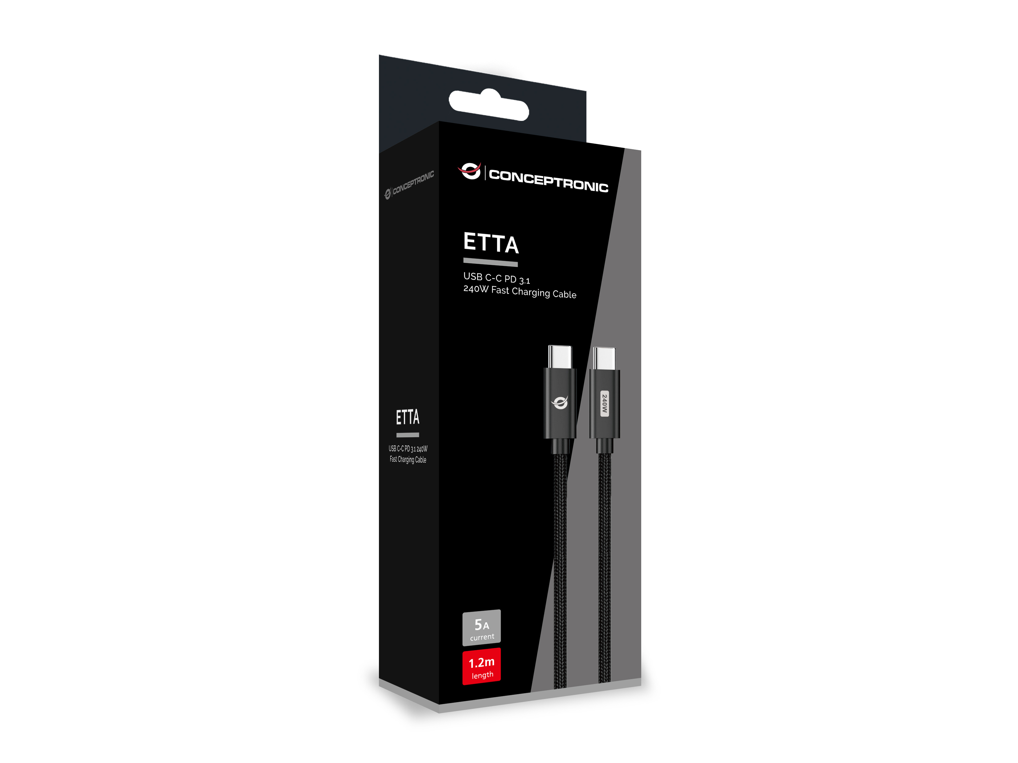 Conceptronic ETTA03B20 cble USB USB 2.0 2 m USB C Noir