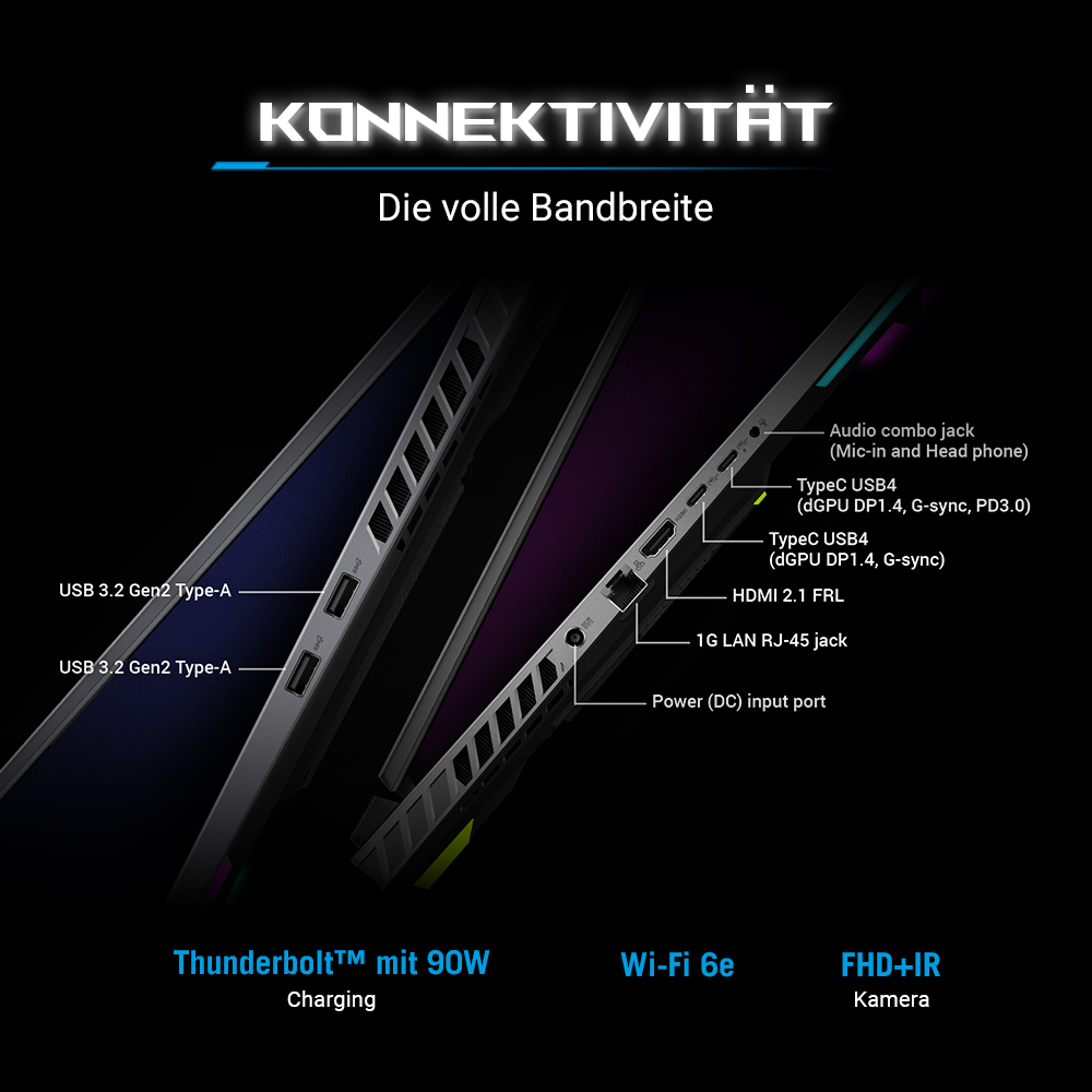 ASUS ROG Strix G16 G614FP-S5008W AMD Ryzen 9 9955HX Ordinateur portable 40,6 cm (16) WQXGA 32 Go DDR5-SDRAM 1 To SSD NVIDIA GeForce RTX 5070 Wi-Fi 6E (802.11ax) Windows 11 Home Allemand Noir, Gris