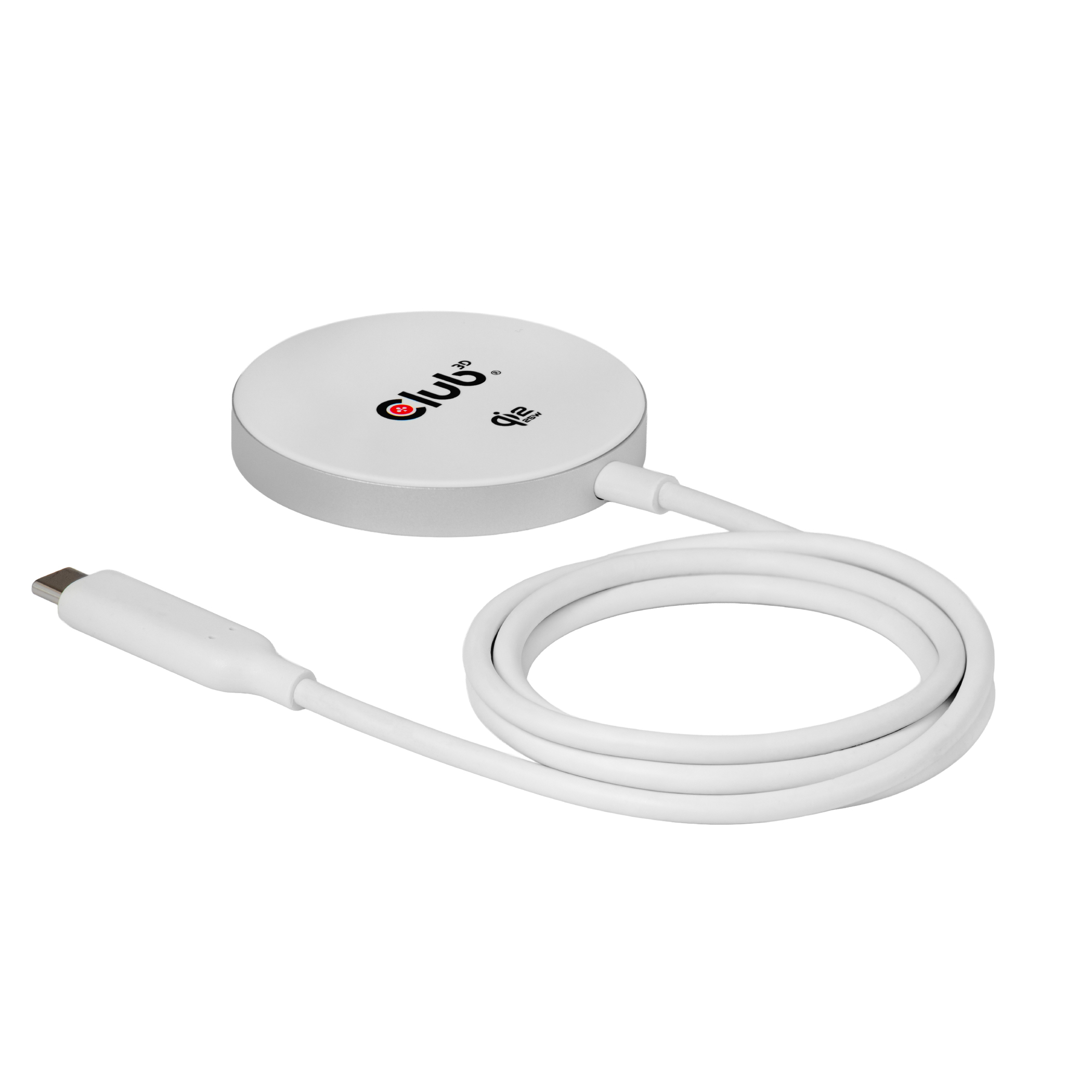 CLUB3D CAC-3026 Qi2 25W Wireless Charger White Qi 2.2 MagSafe Compatible Magnetic Pad