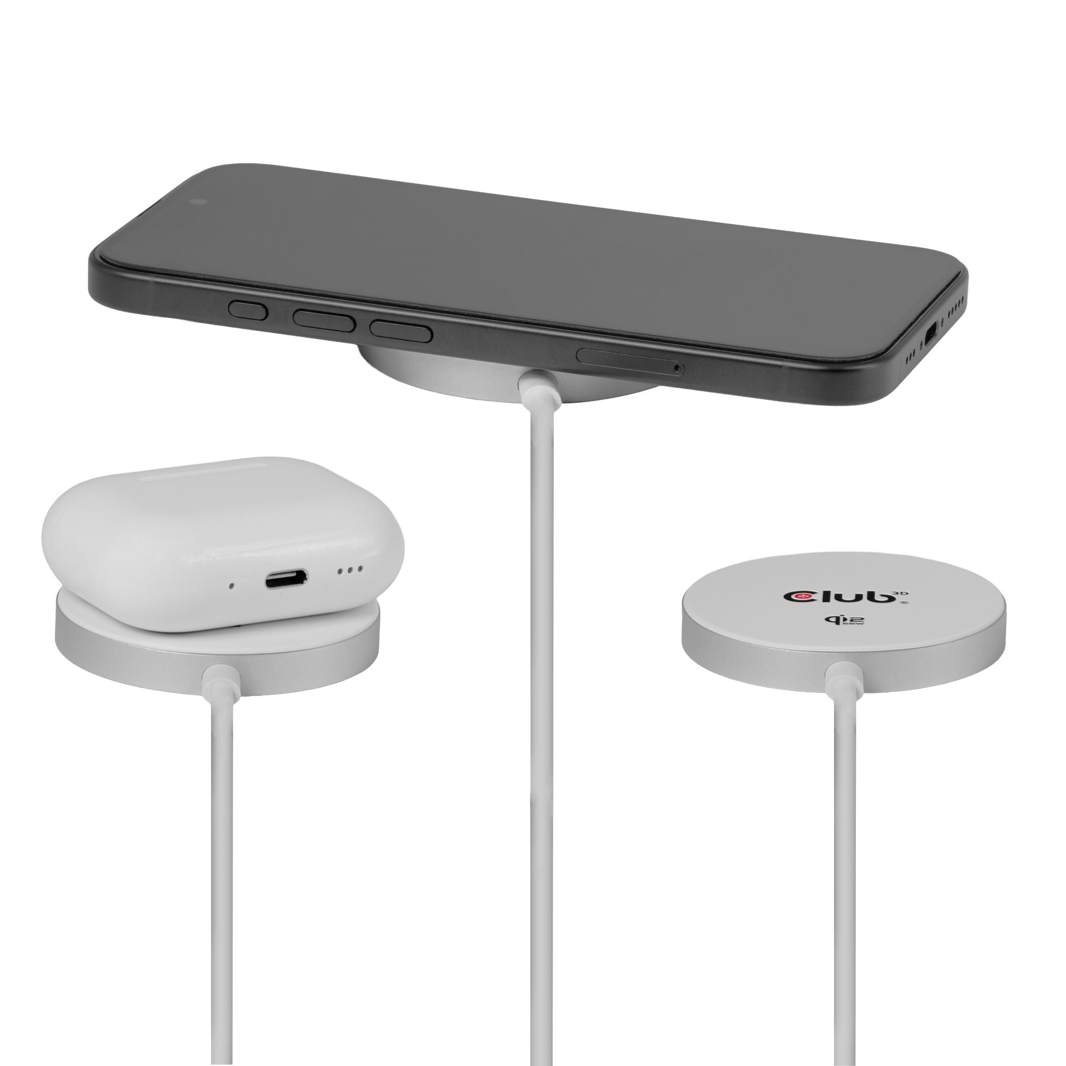 CLUB3D CAC-3026 Qi2 25W Wireless Charger White Qi 2.2 MagSafe Compatible Magnetic Pad