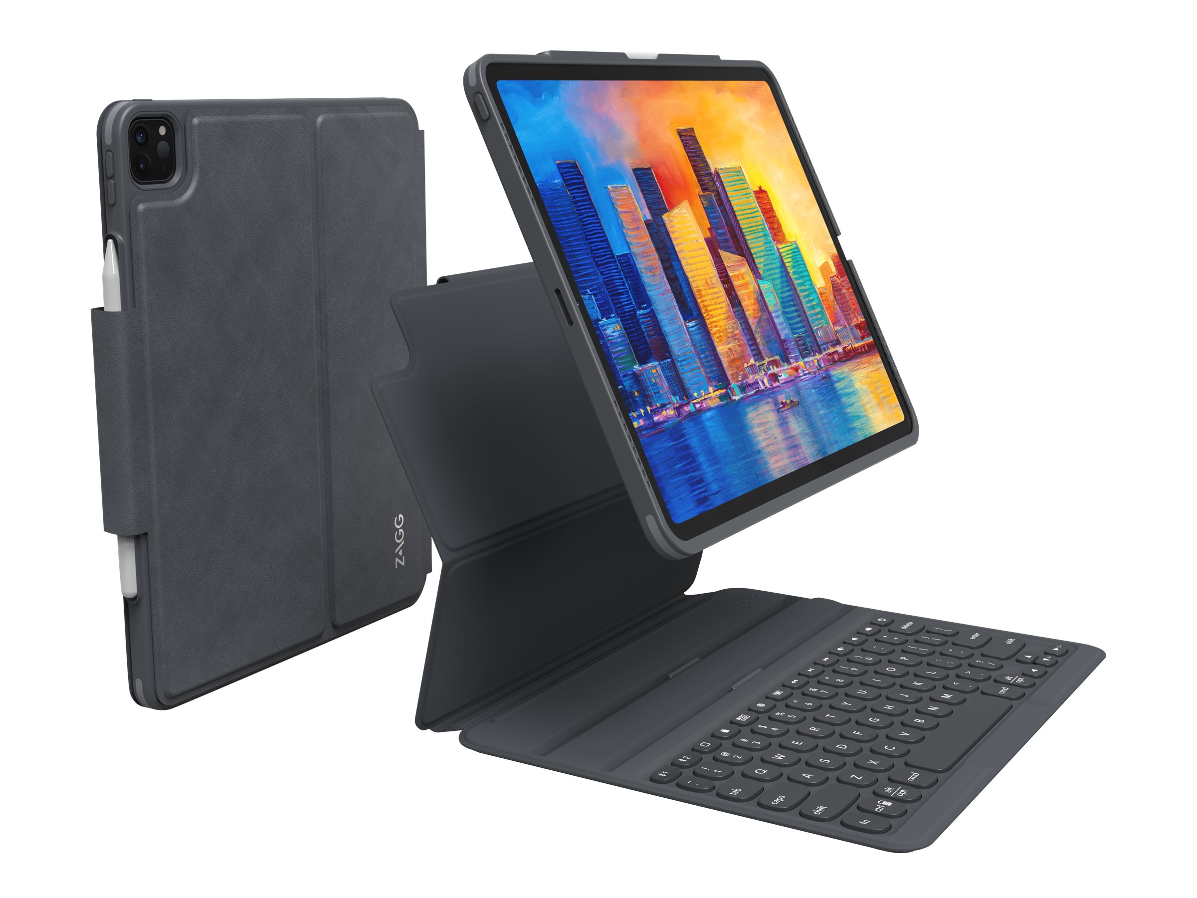 ZAGG Pro Keys - Tastatur und Folioh�lle - hintergrundbeleuchtet - Bluetooth - Deutsch - Schwarz/Grau Tastatur, Schwarz/Grau Geh�use - f�r Apple 11-inch iPad Pro (1. Generation, 2. Generation, 3. Generation)