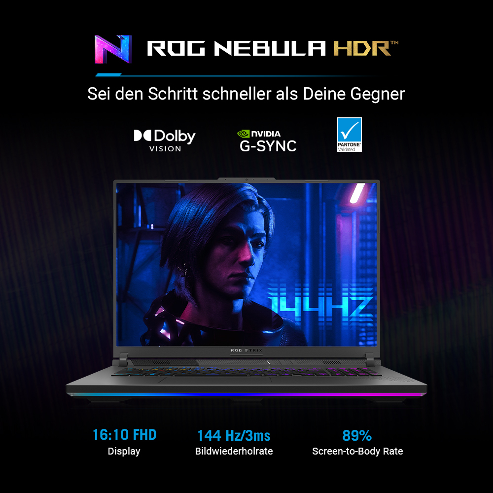 ASUS ROG Strix G16 G614PP-RV030W AMD Ryzen 9 8940HX Port�til 40,6 cm (16) WUXGA 32 GB DDR5-SDRAM 1 TB SSD NVIDIA GeForce RTX 5070 Wi-Fi 6E (802.11ax) Windows 11 Home Alem�n Gris