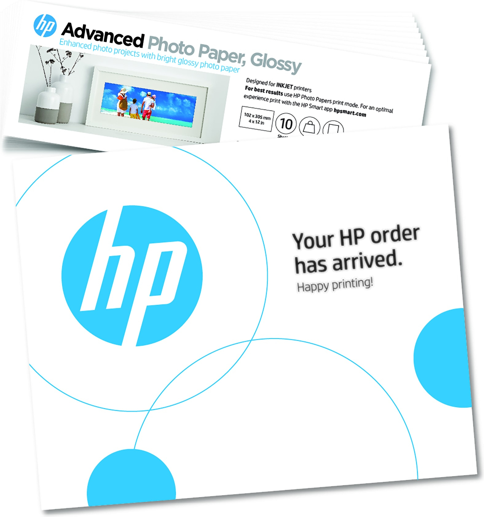 HP Confezione da 10 fogli di carta fotografica Advanced, lucida, 250 g/m, 4 x 12 (101 x 305 mm)