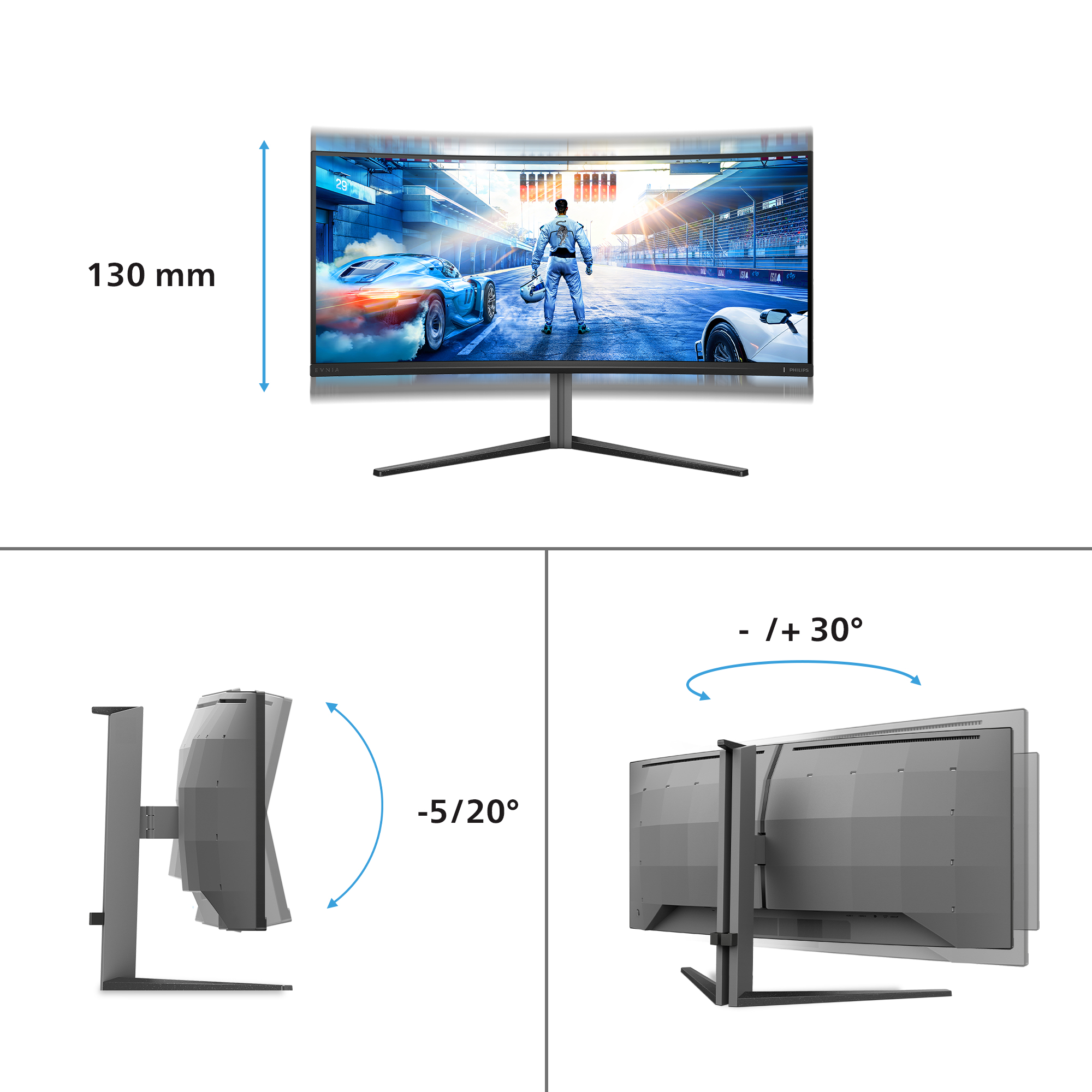Philips Evnia 6000 34M2C6500/00 computer monitor 86.4 cm (34) 3440 x 1440 pixels Wide Quad HD QD-OLED Grey