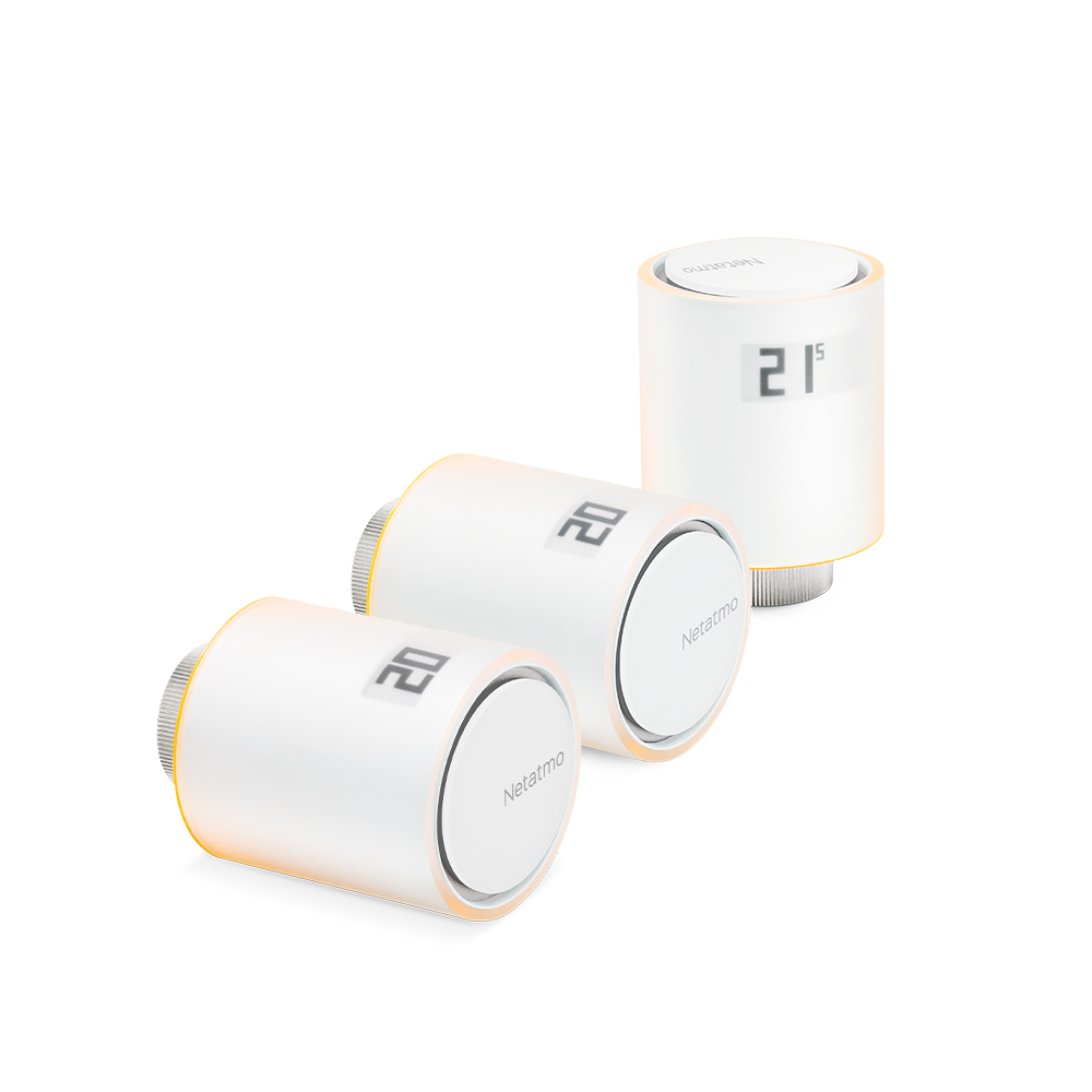 Netatmo Set 3 Valvole Termostatiche Intelligenti Aggiuntive per il Termostato Intelligente e per il Kit di base per riscaldamento centralizzato