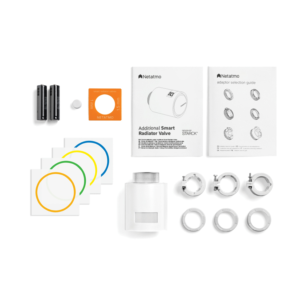 Netatmo Set 3 Valvole Termostatiche Intelligenti Aggiuntive per il Termostato Intelligente e per il Kit di base per riscaldamento centralizzato