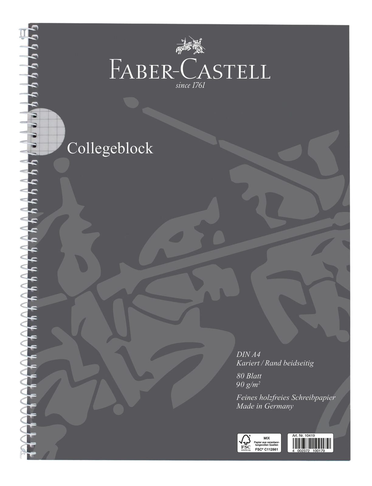 FABER-CASTELL Collegeblock kariert DIN A4 Auenrand