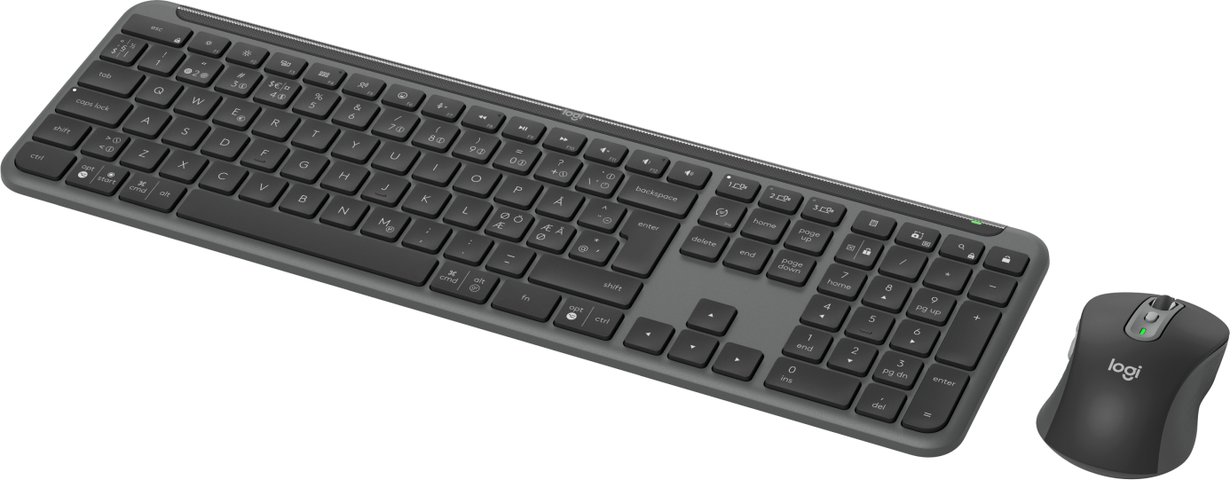 Logitech MK950 Signature Slim keyboard Mouse included Office RF Wireless + Bluetooth QWERTY Danish, Finnish, Norwegian, Swedish Graphite