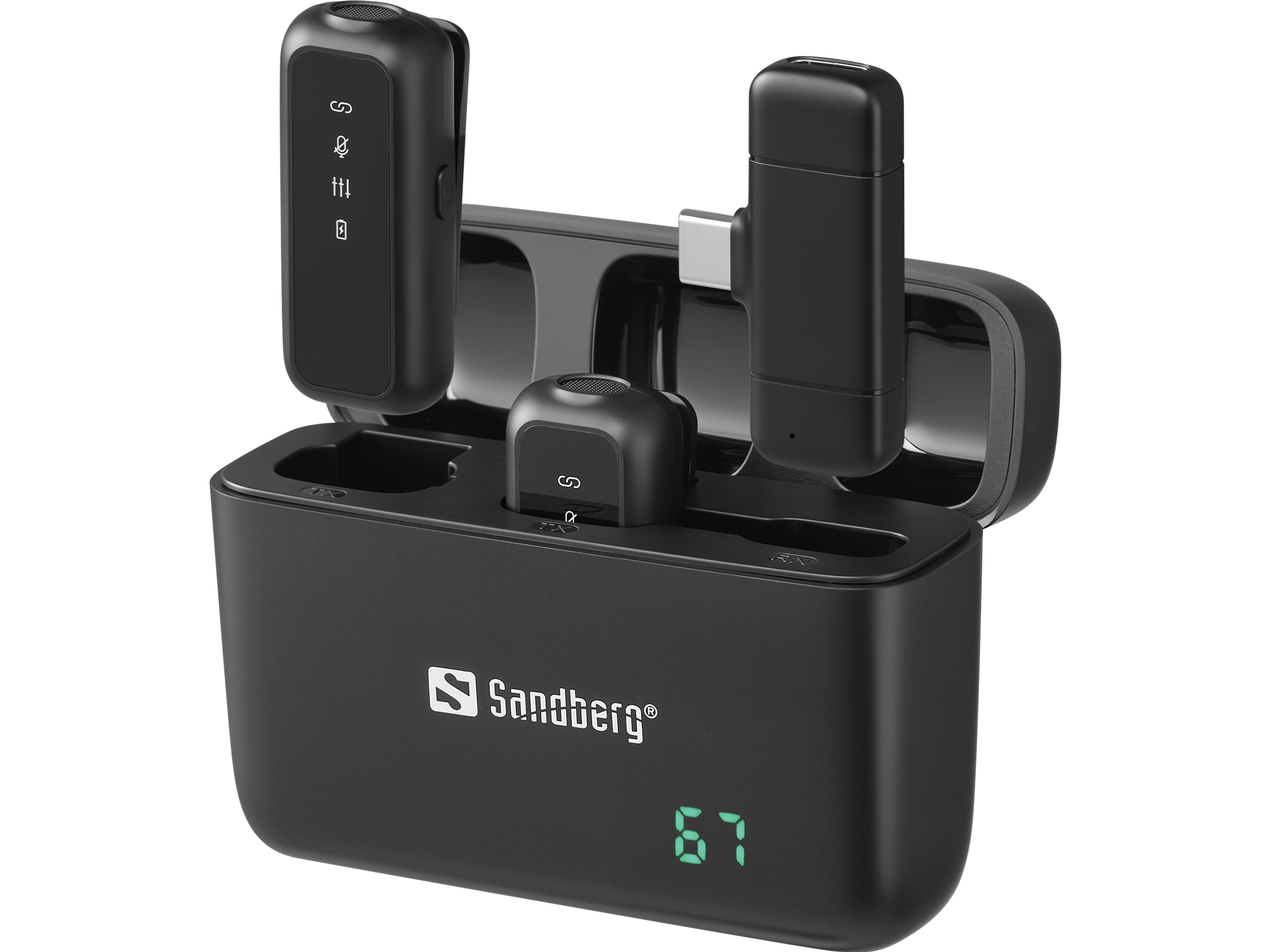SANDBERG Streamer USB-C Wireless Mic x2 - Mikrofon - 20 KHz