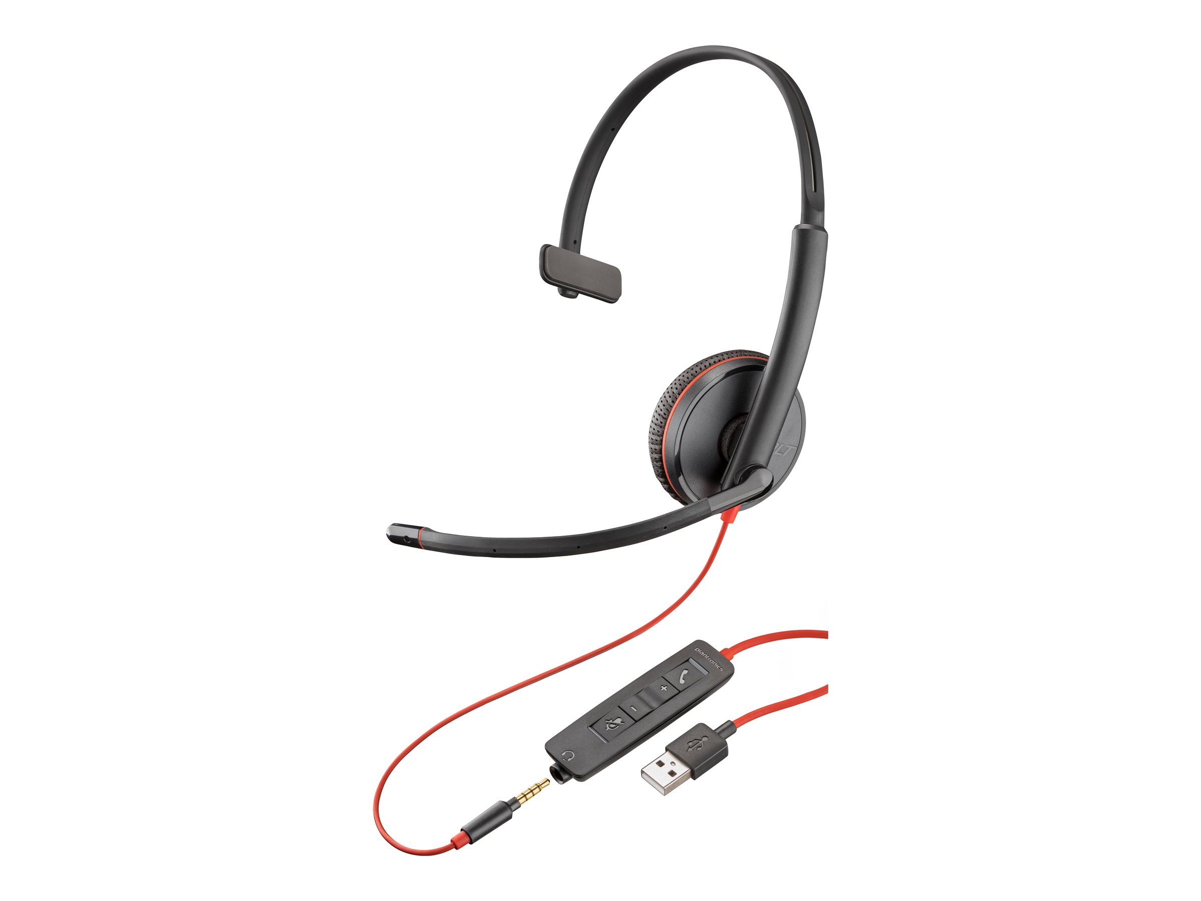 HP Poly Blackwire 3215 - Blackwire 3200 Series - Headset - On-Ear - kabelgebunden - aktive Rauschunterdrckung - 3,5 mm Stecker, USB-A - Schwarz - Skype-zertifiziert, Avaya Certified, Cisco Jabber Certified (Packung mit 50)