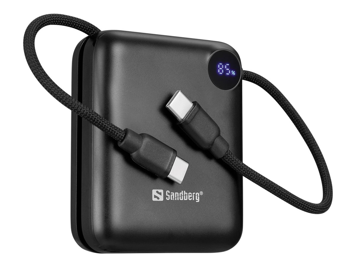 SANDBERG Connect - Powerbank - 10000 mAh - 38.5 Wh - 20 Watt - 3 A - PD 2.0, Power Delivery 3.1, QC 2.0, QC 3.0 - 3 Ausgabeanschlussstellen (24 pin USB-C)