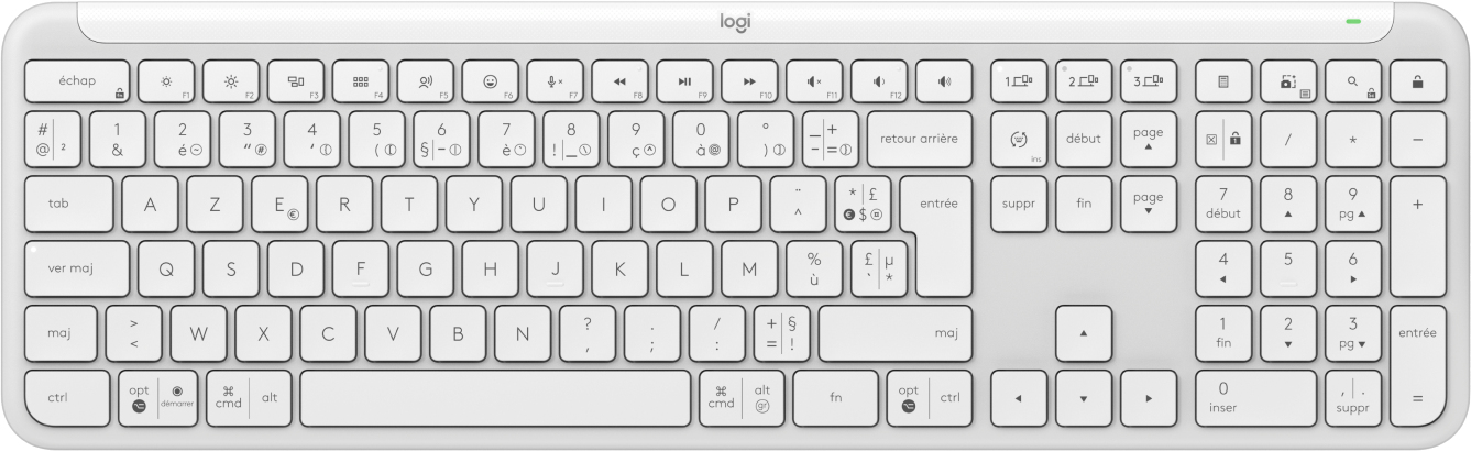 Logitech K950 Signature Slim keyboard Office RF Wireless + Bluetooth AZERTY French White