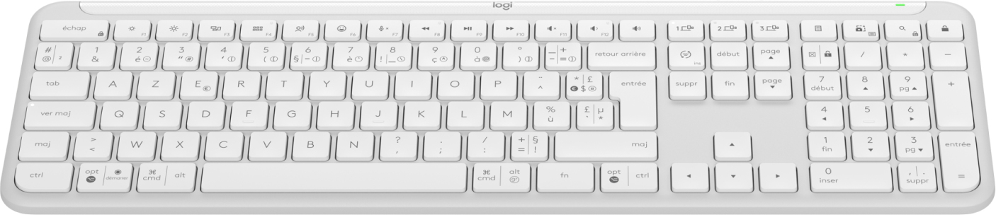 Logitech K950 Signature Slim keyboard Office RF Wireless + Bluetooth AZERTY French White
