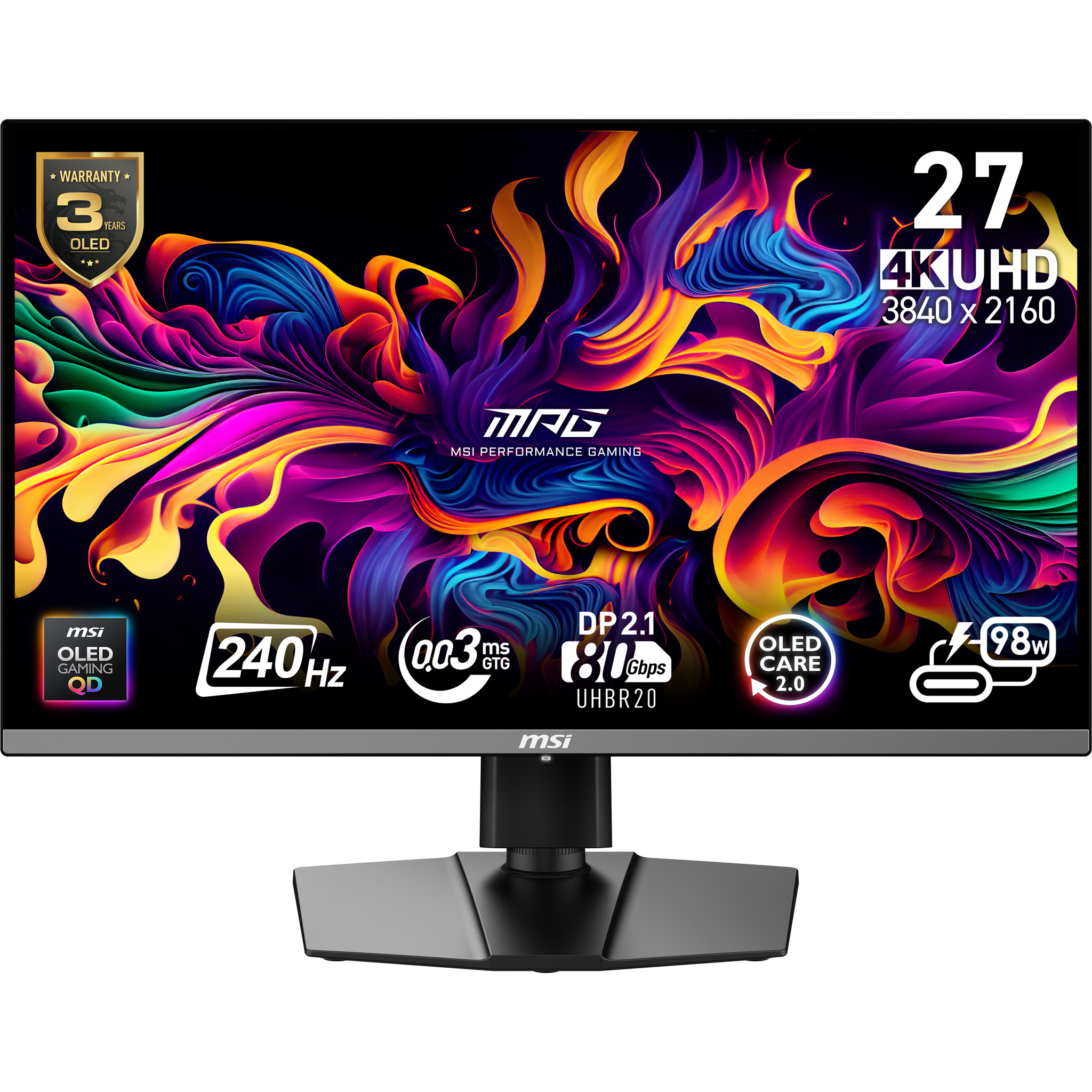 MSI MPG 272URXDE QD-OLED Monitor PC 67,3 cm (26.5) 3840 x 2160 Pixel 4K Ultra HD Nero