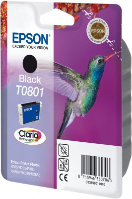 Epson Hummingbird Singlepack Black T0801 Claria Photographic Ink