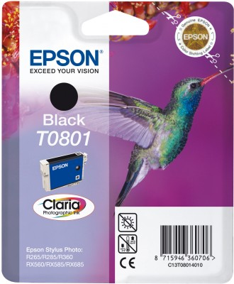 Epson Hummingbird Singlepack Black T0801 Claria Photographic Ink