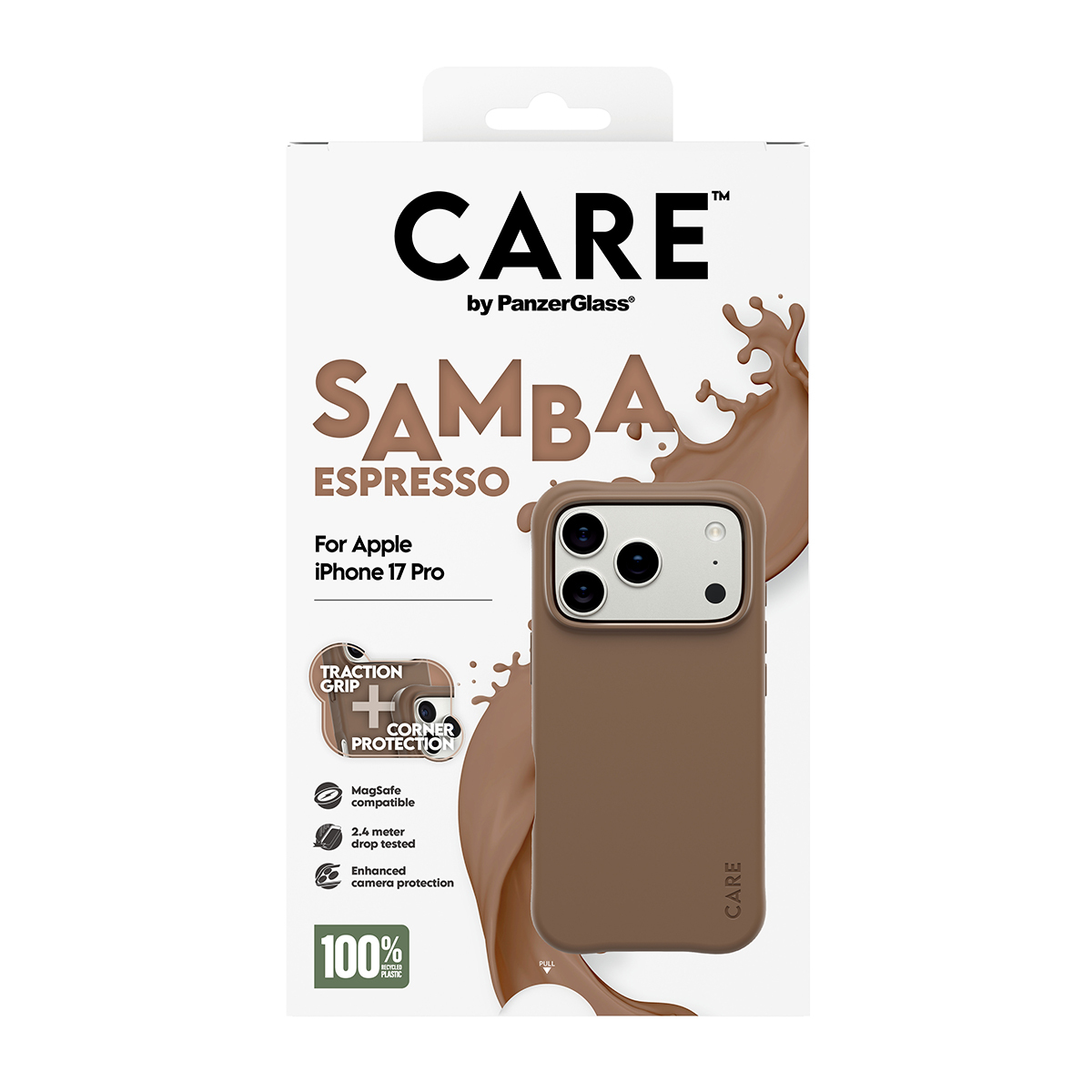 PanzerGlass CARE by � Fashionable Case Samba Espresso w. MagSafe iPhone 17 Pro funda para tel�fono m�vil Marr�n