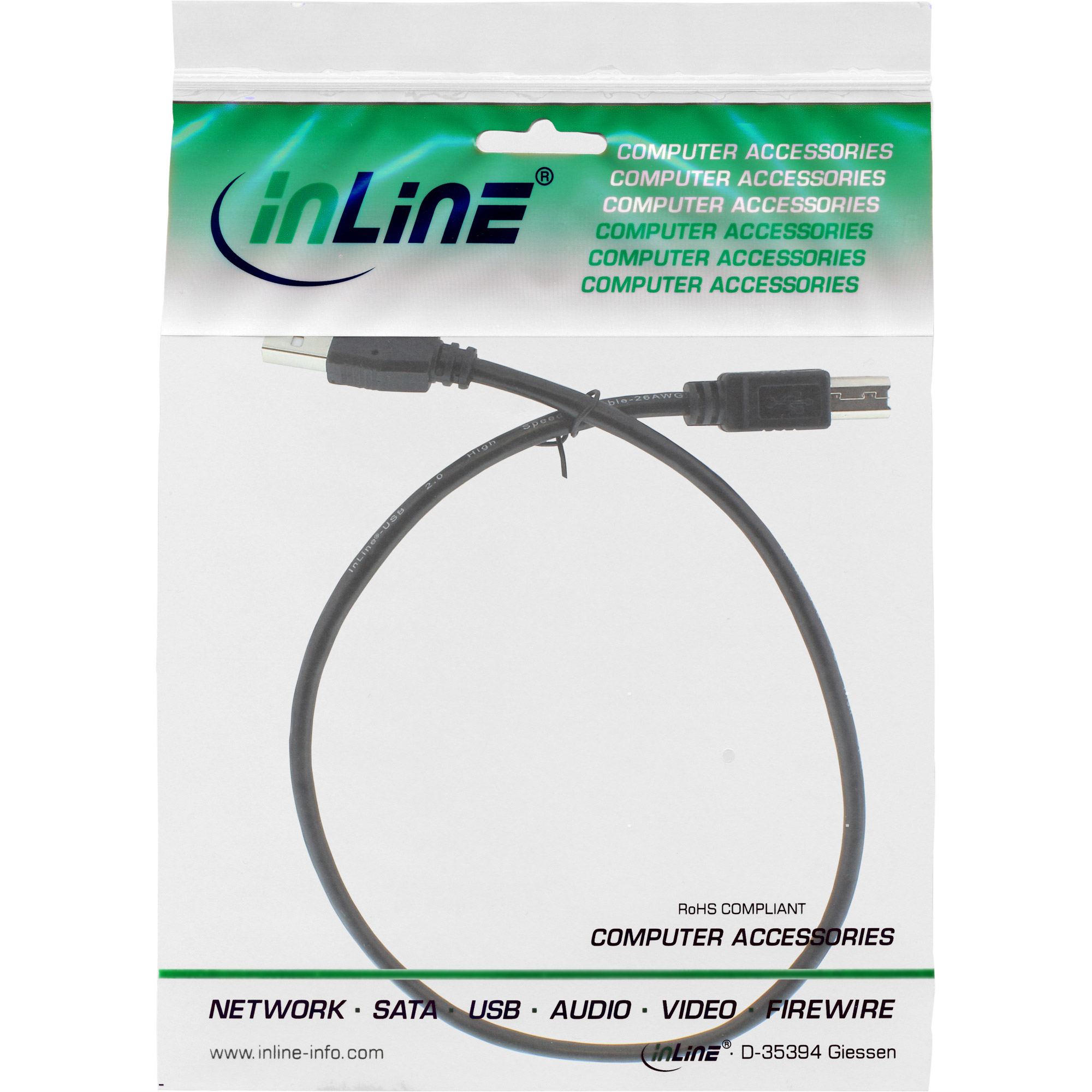 InLine 34550X c�ble USB 0,5 m USB A USB B Noir
