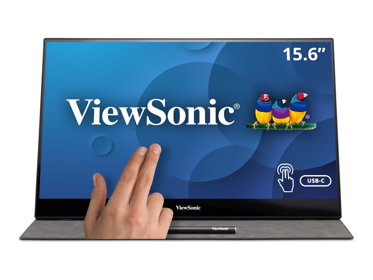 Viewsonic TD1655 �cran plat de PC 39,6 cm (15.6) 1920 x 1080 pixels Full HD LED �cran tactile Multi-utilisateur Noir, Argent