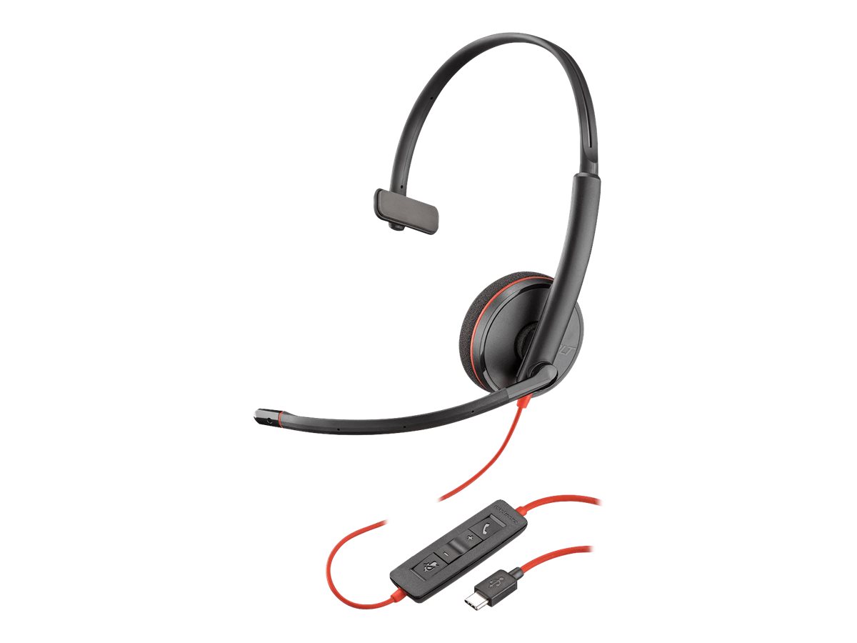 POLY Blackwire C3210 Auriculares Almbrico Diadema Oficina/Centro de llamadas USB Tipo C Negro, Rojo