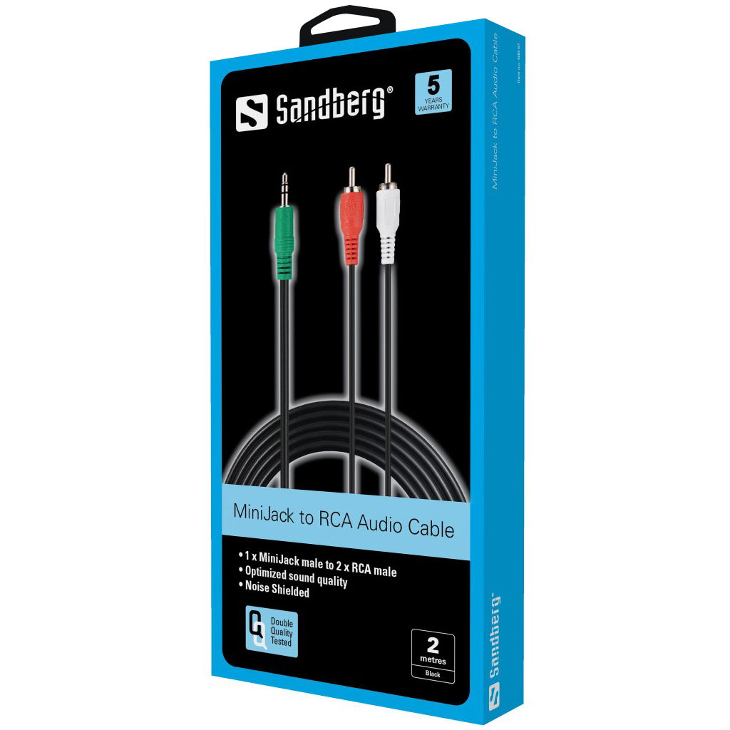 Sandberg MiniJack-M->2xRCA-M 2 m
