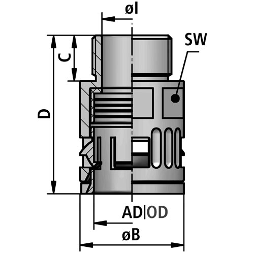 FLEXA GmbH & Co 15020065211 pressacavo Nero Poliammide 25 pz