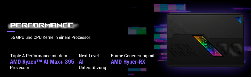 ASUS ROG Flow Z13 GZ302EA-RU073W AMD Ryzen Al Max+ 395 Hybrid (2-in-1) 34 cm (13.4) Touchscreen WQXGA 32 GB LPDDR5x-SDRAM 1 TB SSD Wi-Fi 7 (802.11be) Windows 11 Home German Black