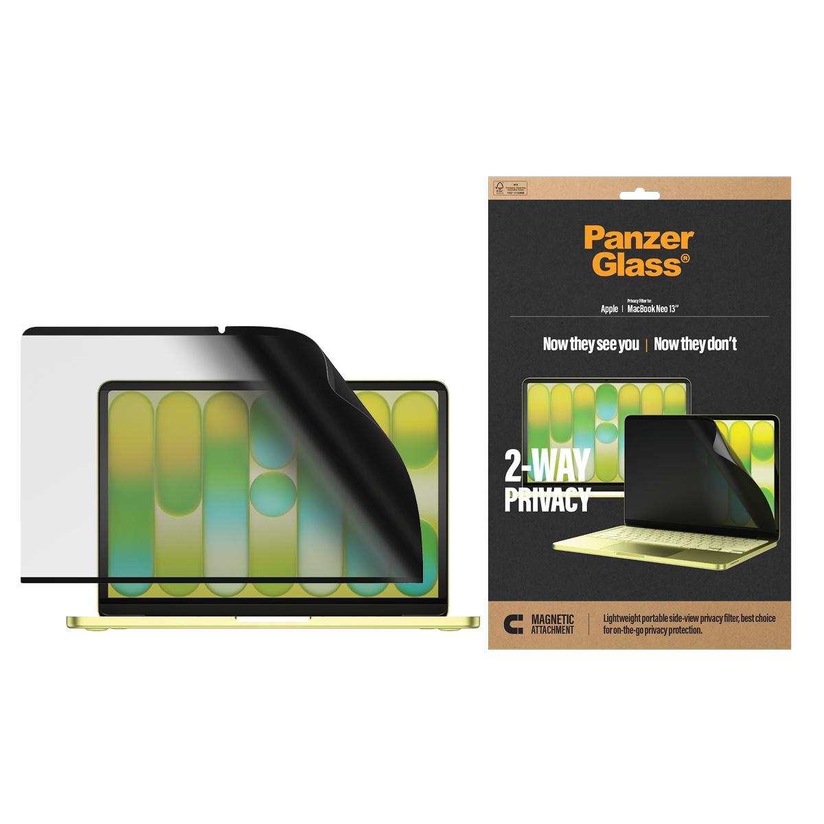 PanzerGlass Magnetic 2-Way Privacy Film Displayschutz Apple MacBook Neo 13 M2| M3| M4|